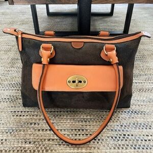 Bric's Brown/Tan "With Leather Trim" Carry on "Life Collection" Bag Auth RARE!